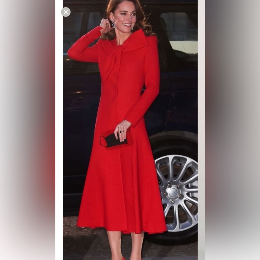 Red Long sleeve midi dress